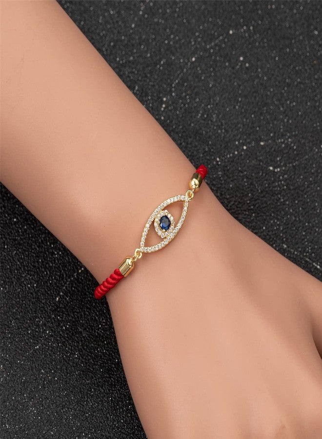 kelistom Evil Eye Bracelet for Women Men Handmade Red Black String Woven Adjustable Rope Zircon Inlay Evil Eye Tibetan Bracelets for Women Men - Image 4